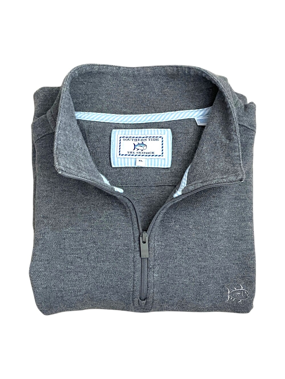 Southern Tide Skipjack 1/4 Zip Sweater Mens XL Gray Logo